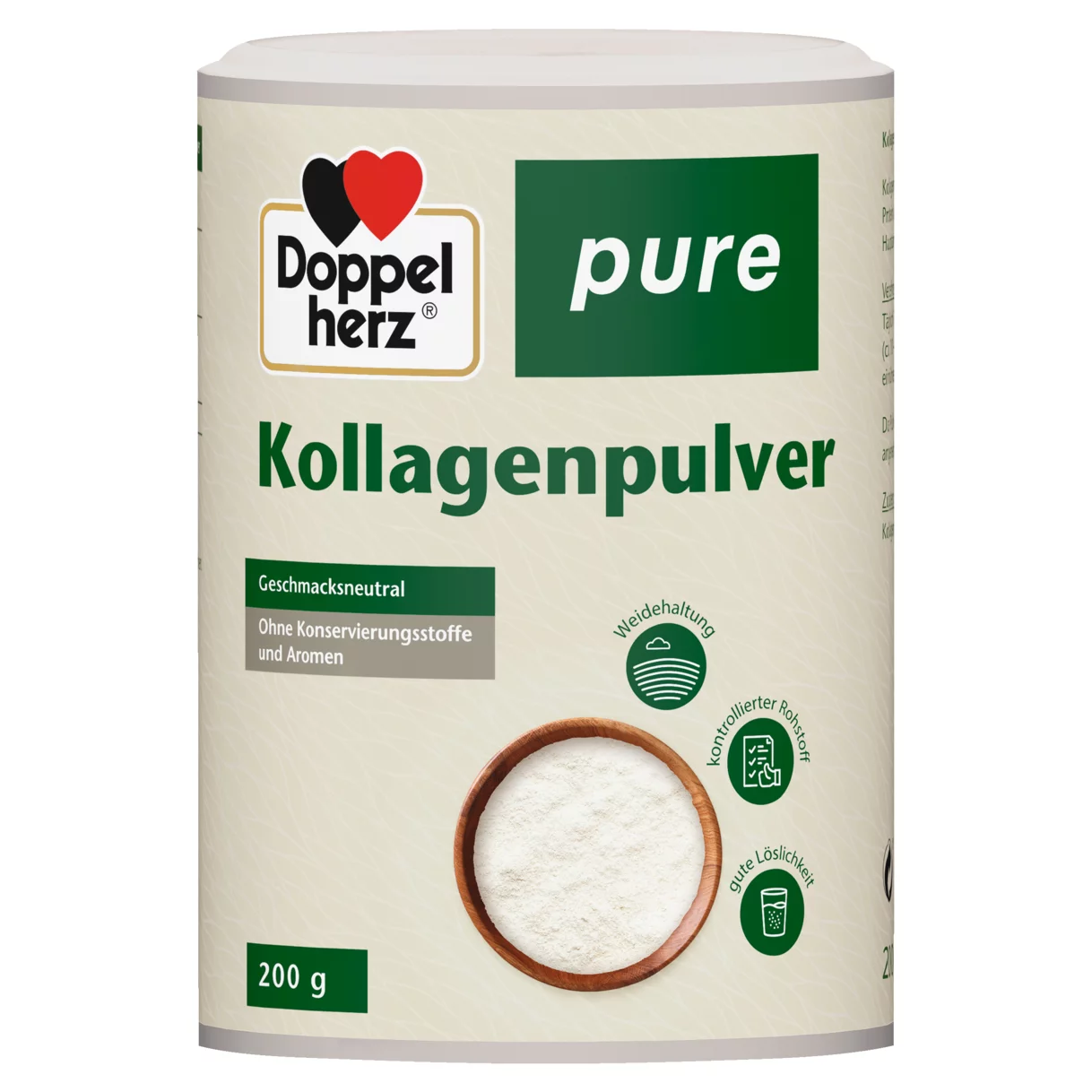 Abbildung der Produktverpackung Doppelherz pure Kollagenpulver Frontansicht